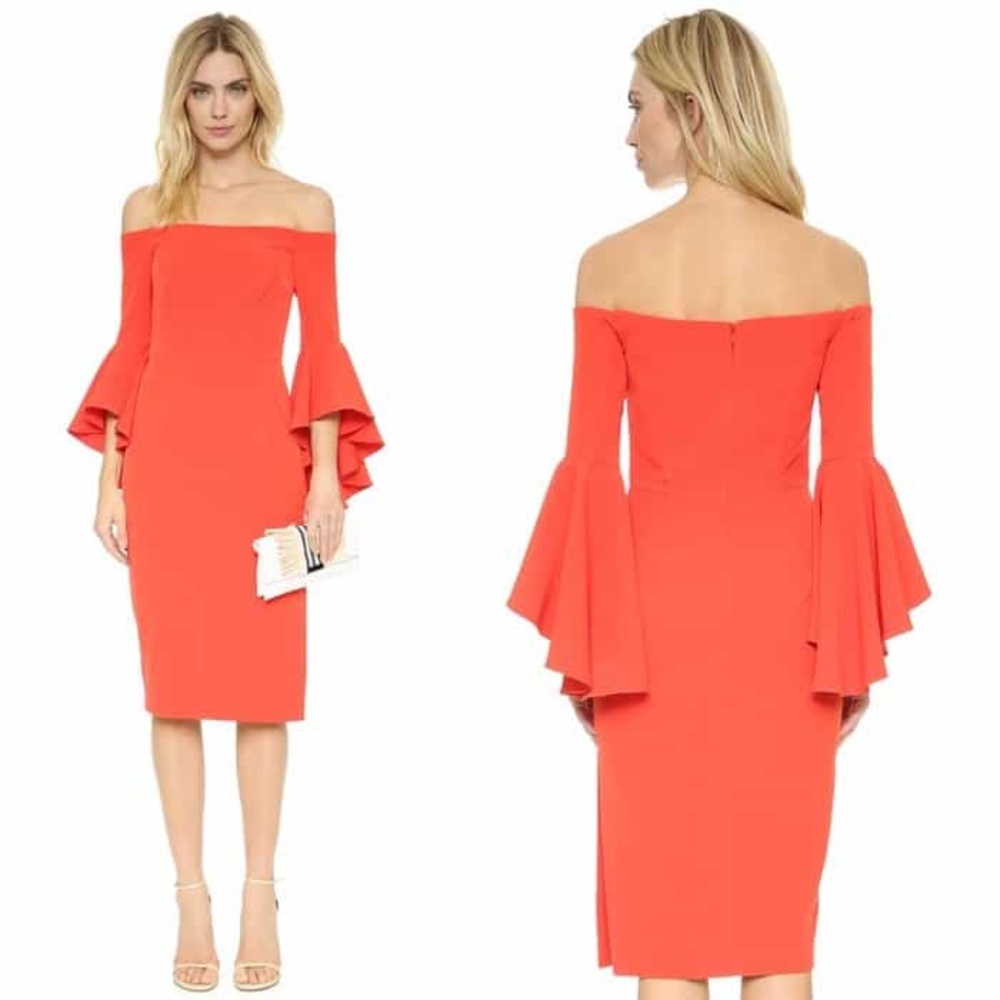 MILLY SELENA GOMEZ  Off-The-Shoulder Dress in Flame
